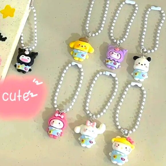 Bag Charms Sanrio Hello Kitty & Friends Keychains 7pc Emo Rave Trendy Scene Fun - Picture 3 of 4